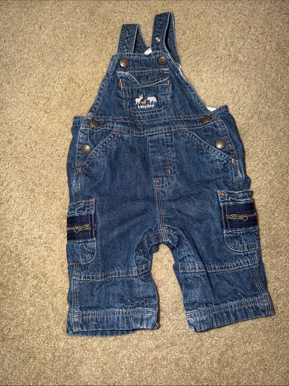 GAP Denim Blue Baby Overalls with Pocket Embroidery
